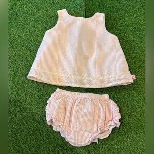 Ruffle Butts Pink and White Diaper Cover Set